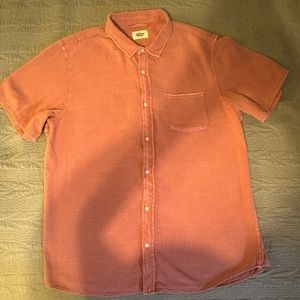 Marine Layer Shirt Men's Extra Large Red Short Sleeve Pocket Cotton Casual